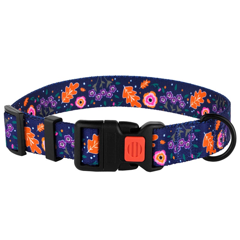 CollarDirect Nylon Dog Collar Floral Pattern Navy Blue 10-13 inch - Image 2